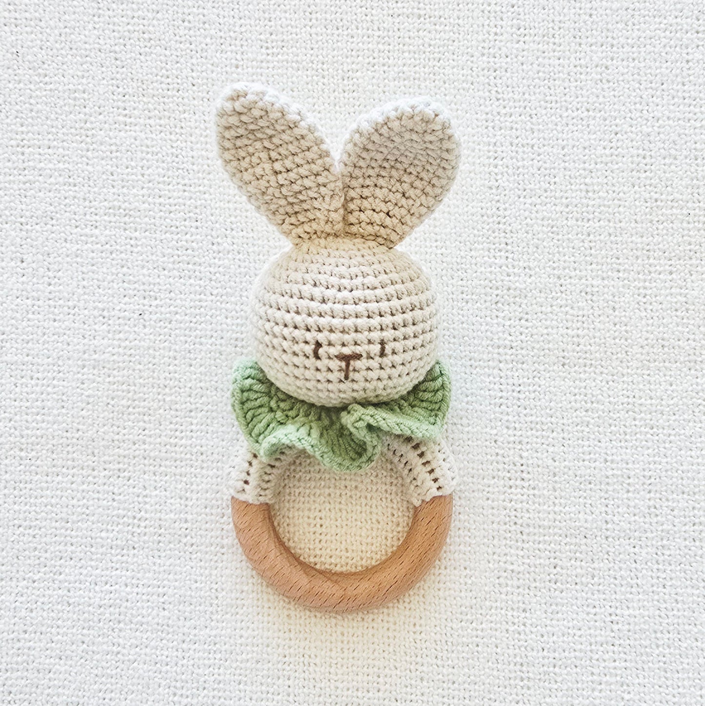 Handmade Bunny rattle - Olive