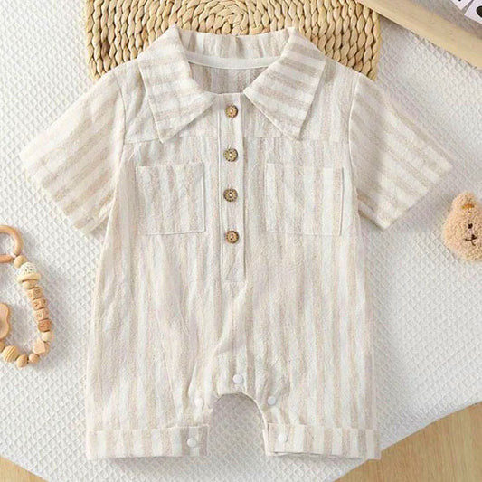 Striped linen Romper